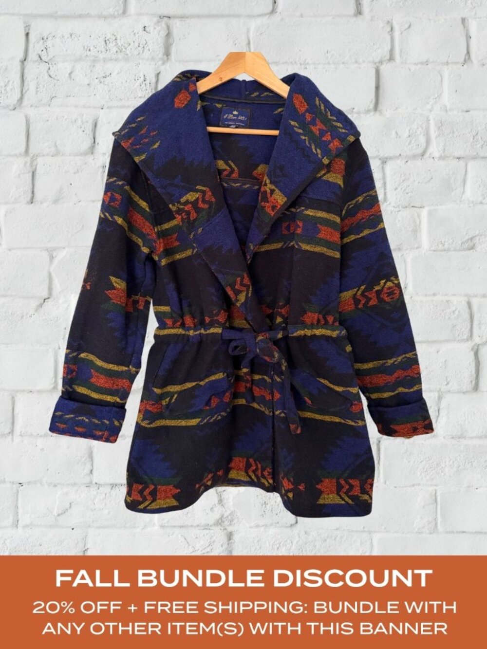 Forever 21 Southwestern Print Hooded Wrap Wooly Sweater Coat | Women's Medium